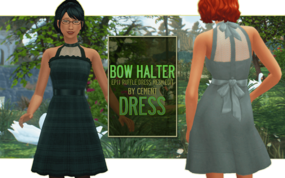 Sims 4 bow halter dress ep11 ruffle dress