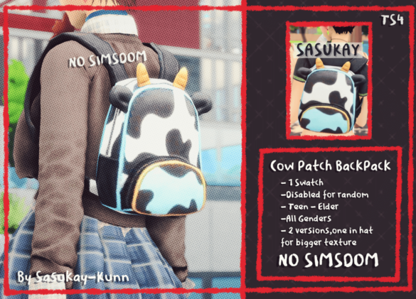 Sims 4 Cow Patch BackPack