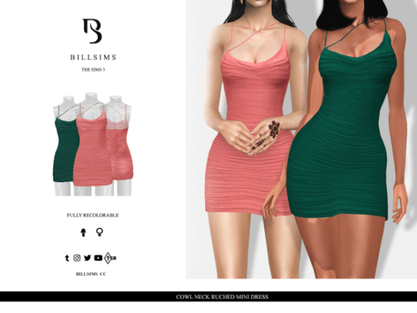 Sims 4 cowl neck ruched mini dress ts3 female