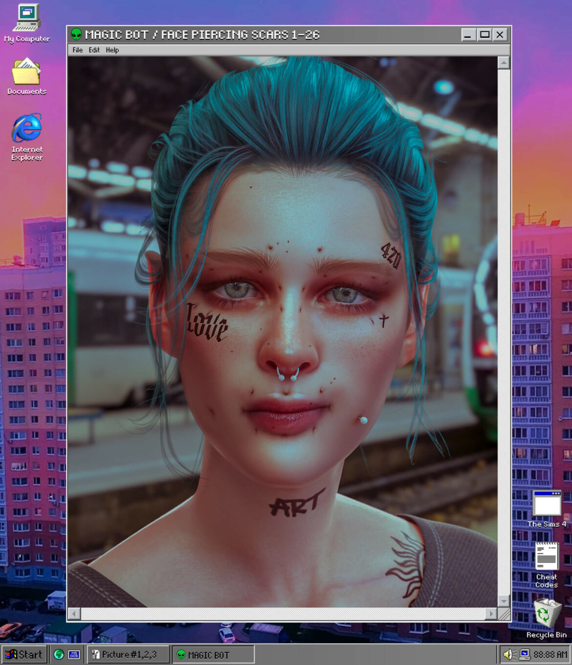 Sims 4 FACE PIERCING SCARS 1-26