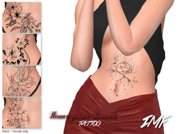 Sims 4 IMF Tattoo Flower Power Stomach