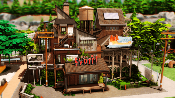 Sims 4 NO CC – Industrial Cafe