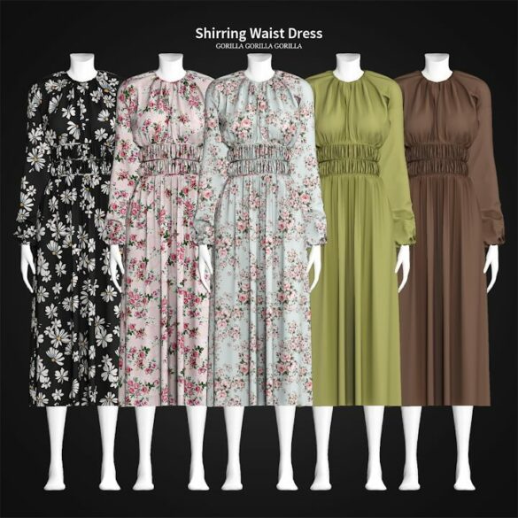 Sims 4 Shirring Waist Dress from Gorilla