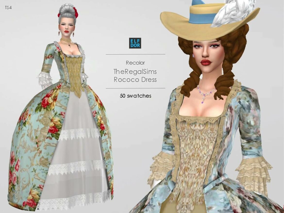 Sims 4 the regal sim rococo dress