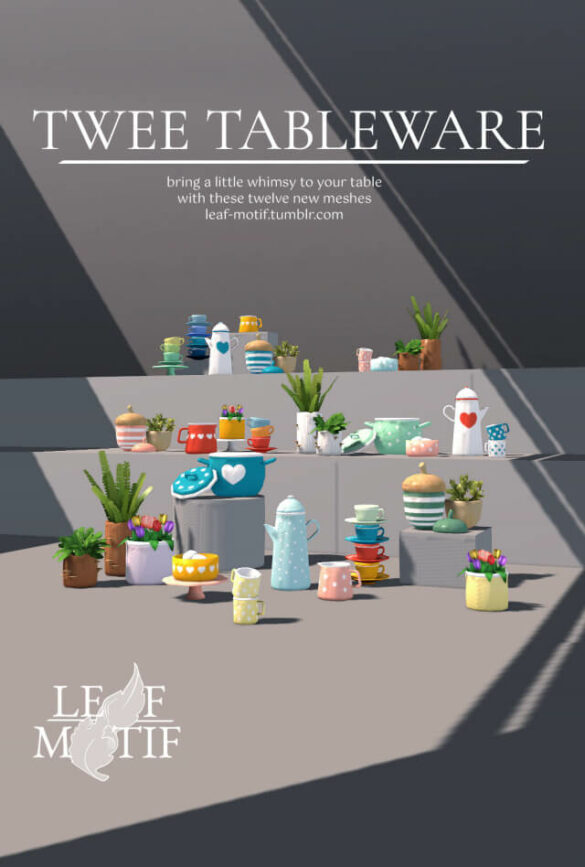 Sims 4 twee tableware tin mugs planters that look like