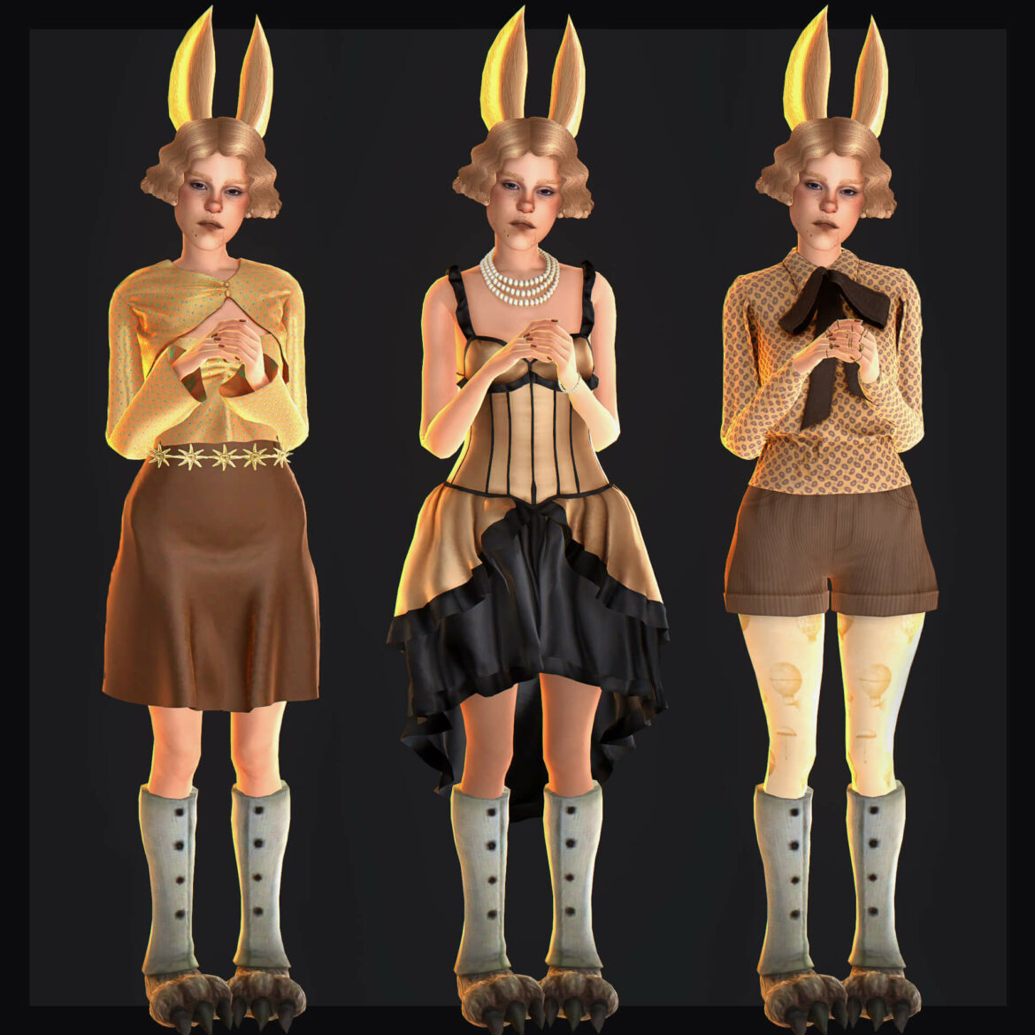 Sims 4 1 ears top belt bottom paws 2