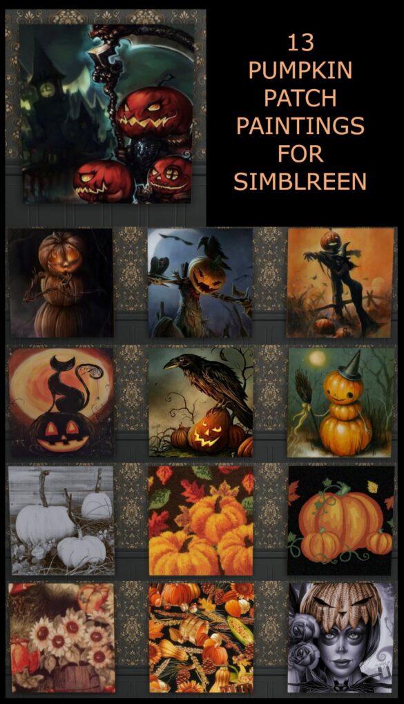 Sims 4 13 Pumpkin Patch Paintings for Simblreen
