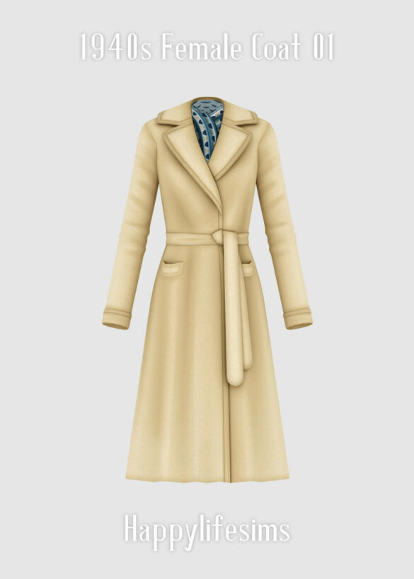 Sims 4 1940s Female Coat 01 by Happy Life Sims