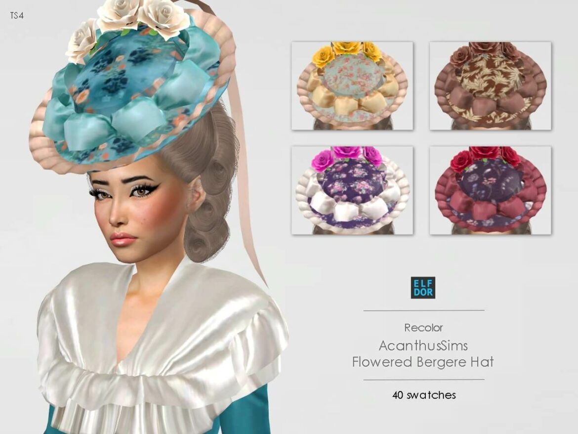 Sims 4 acanthus sims flowered bergere hat rc 40