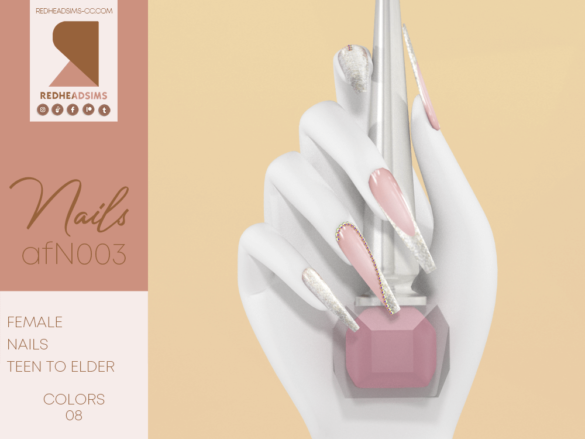 Sims 4 af nails n003 new mesh compatible with hq mod