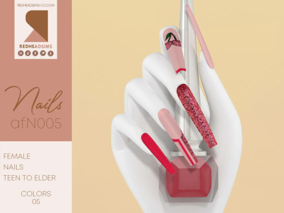 Sims 4 AF Nails N005 by Red Head Sims