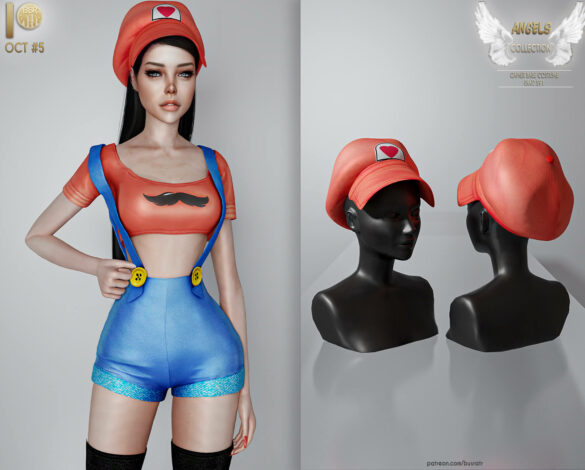 Sims 4 angels halloween gamer babe costume hat s91