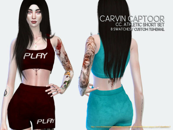 Sims 4 ATHLETIC SHORTS SET by carvin captoor from TSR