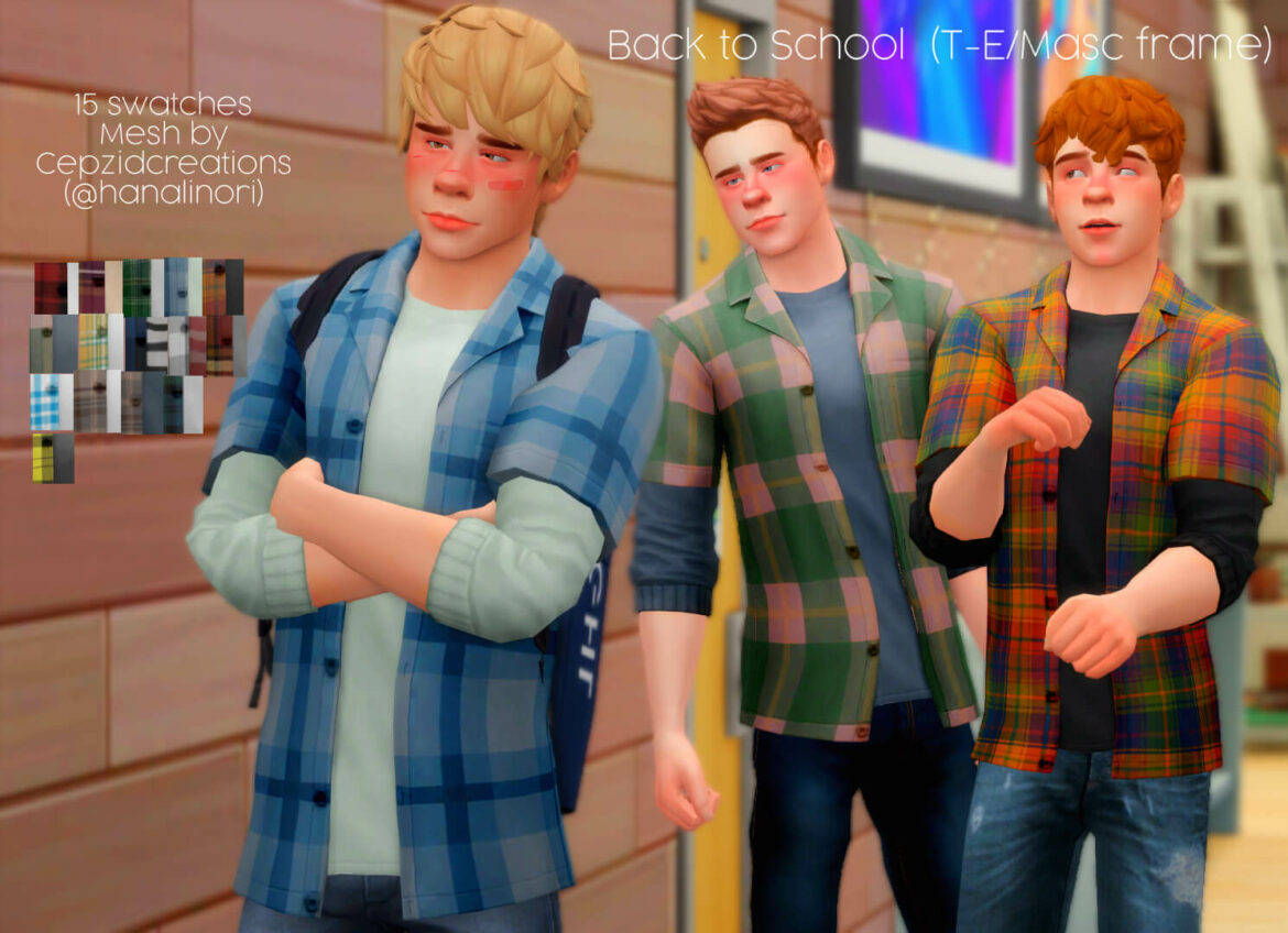 Sims 4 back to school cepzidcreation male top recolor