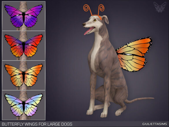 Sims 4 Butterfly Wings For Large Dogs by feyona
