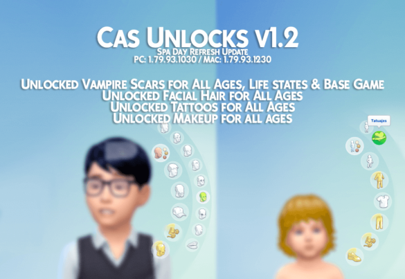 Sims 4 Cas Unlocks v1.2 Spa Day Refresh Update