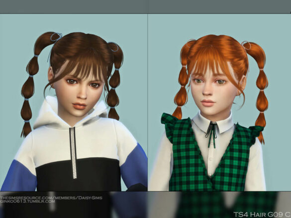 Sims 4 Child Hair G31C bubble braids by Daisy-Sims