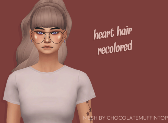 Sims 4 chocolatemuffintops heart hair recolored mesh
