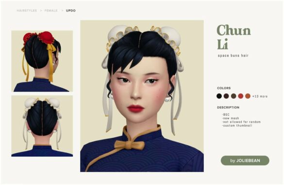 Sims 4 Chun-Li Hair by Joliebean