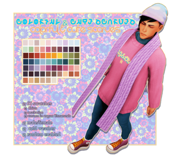 Sims 4 Colorful Cute Scarves