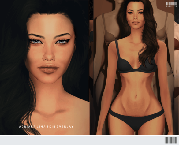 Sims 4 cosimetic adriana lima skin overlay created