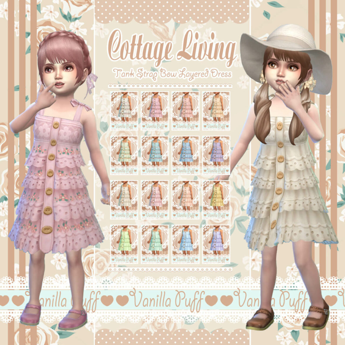 Cottage Tank Strap Bow Layered Dress Toddler