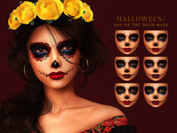 Sims 4 day of the dead halloween mask female