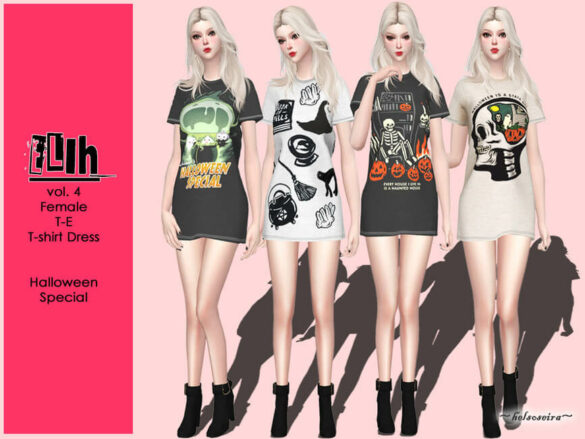 Sims 4 ELIH Vol.4 T-shirt Dress by Helsoseira