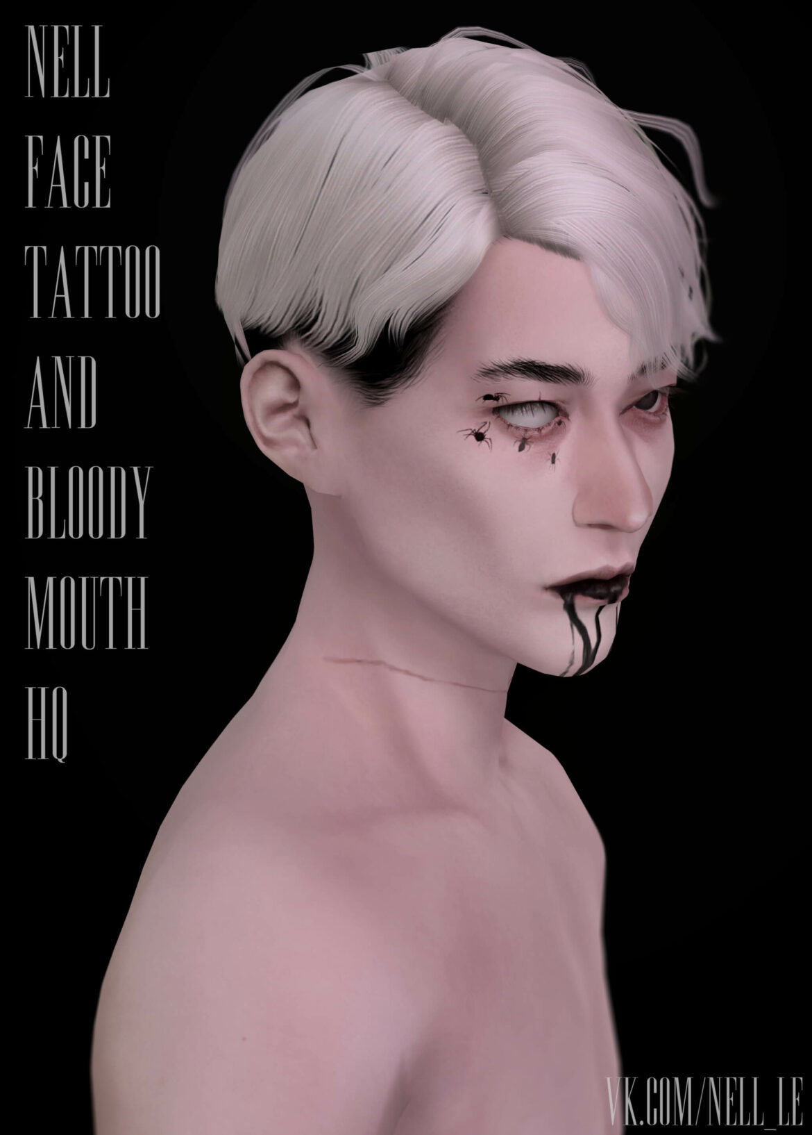 Sims 4 face tattoo and bloody mouth