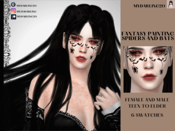 Sims 4 fantasy painting spiders and bats