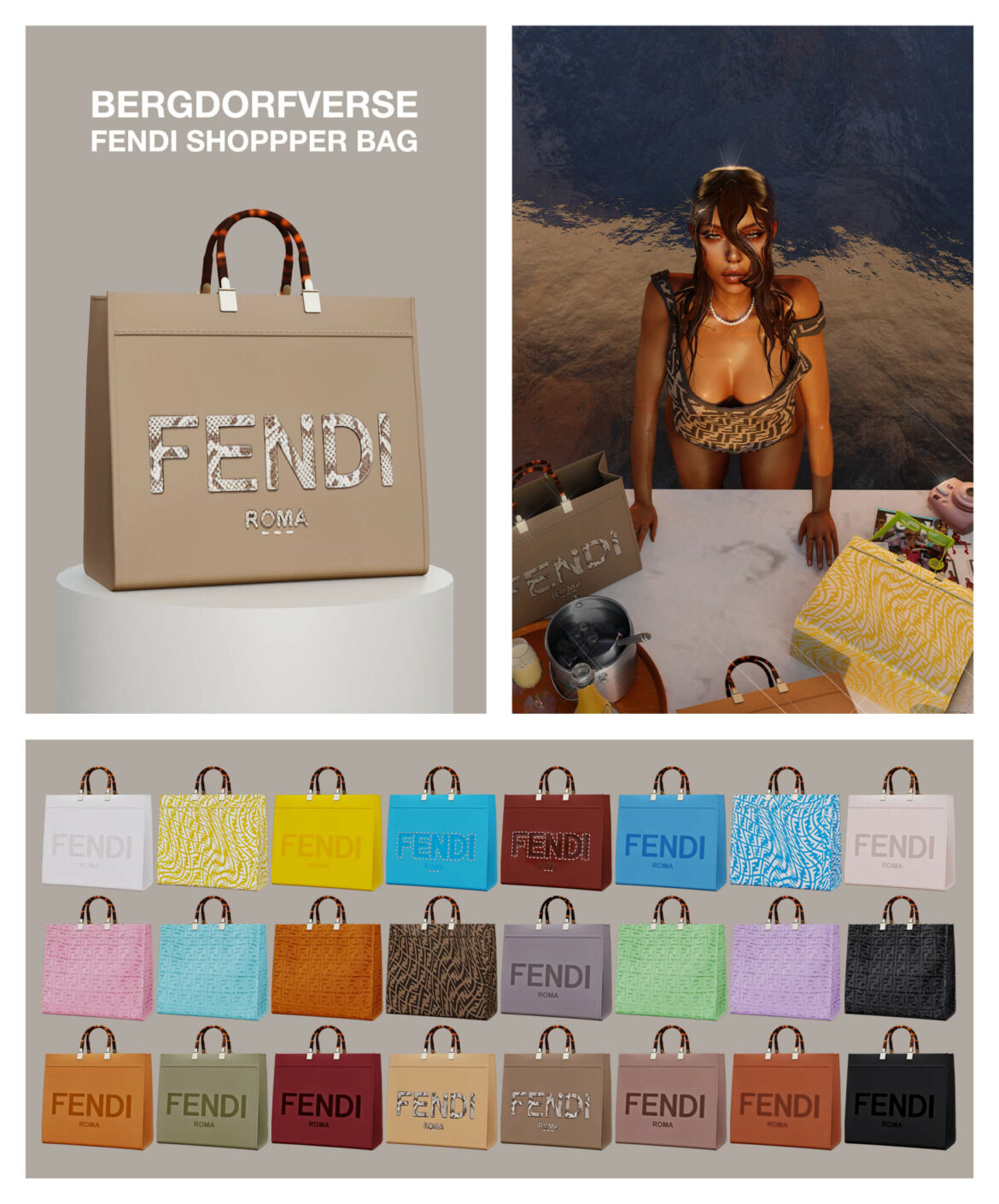 Sims 4 fendi shopper bag