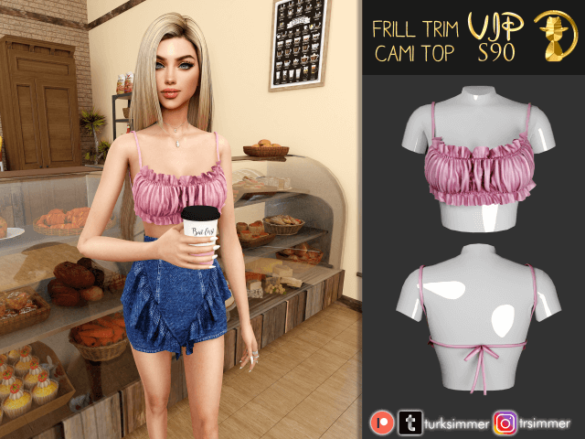 Sims 4 frill trim cami top