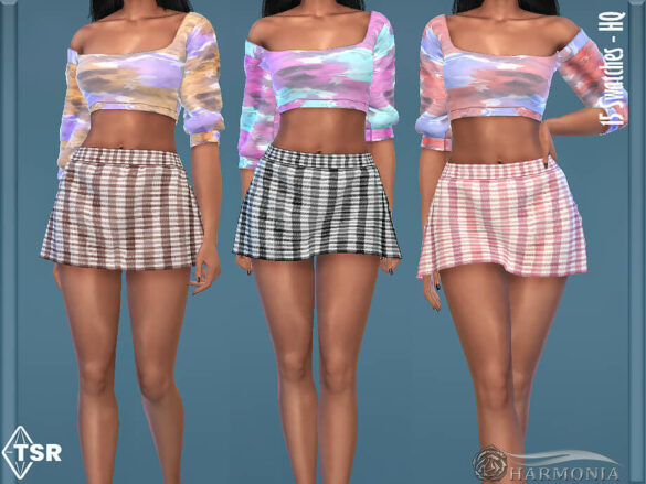 Sims 4 Gingham Print A-line Skirt
