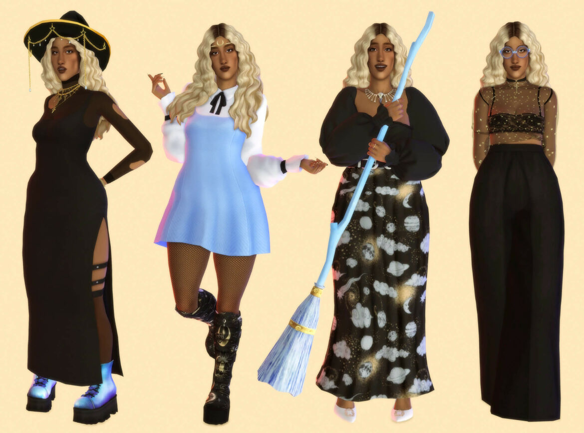 Sims 4 hair dress acc top shoes stockings hat