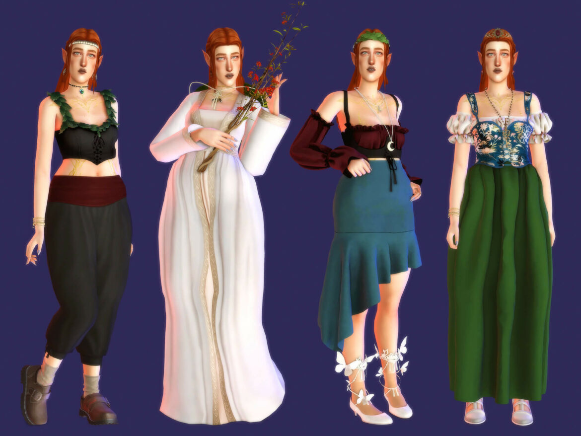 Sims 4 hair top bottom shoes headband earrings