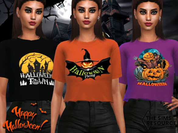 Sims 4 Halloween Crop Tops by Saliwa from TSR
