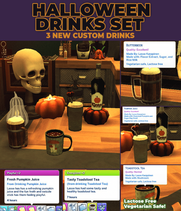 Sims 4 halloween drinks set a pack of three custom