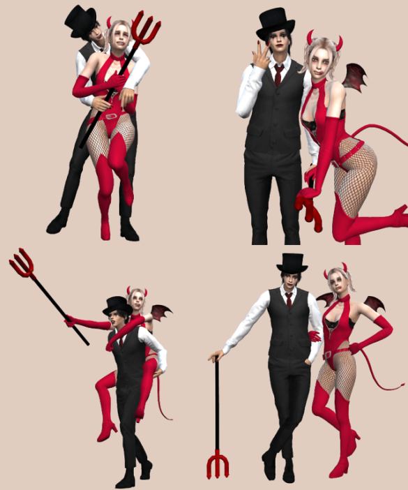Sims 4 halloween posepack set1 6 solo poses all in one