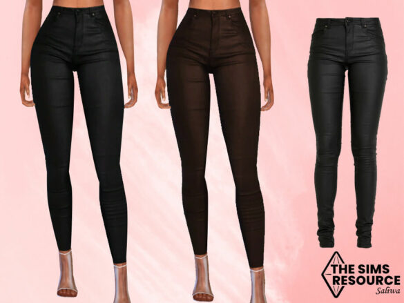 Sims 4 High Waisted Leather Pants by Saliwa from TSR