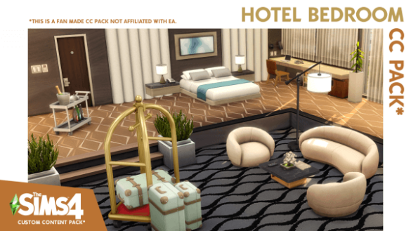 Sims 4 Hotel Bedroom CC Pack by SIXAM CC