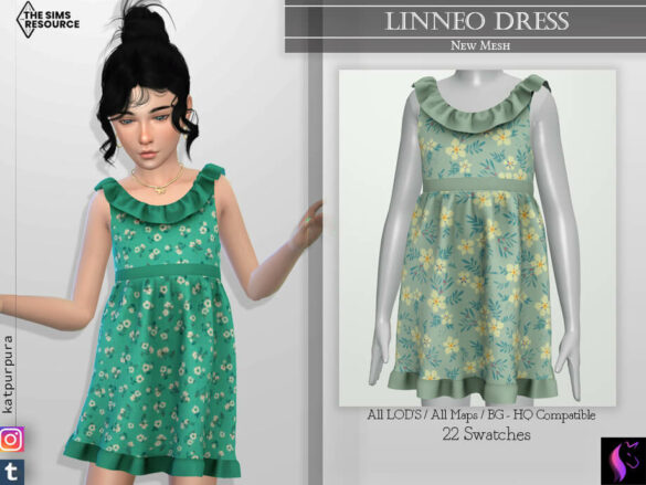 Sims 4 Linneo Dress by KaTPurpura TSR