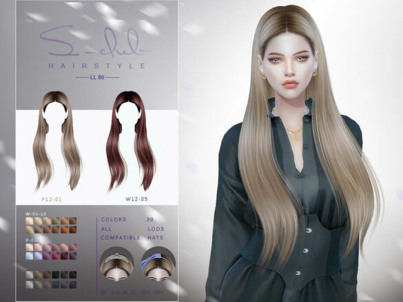Sims 4 LL Hair N86 by S-Club - The Sims Game