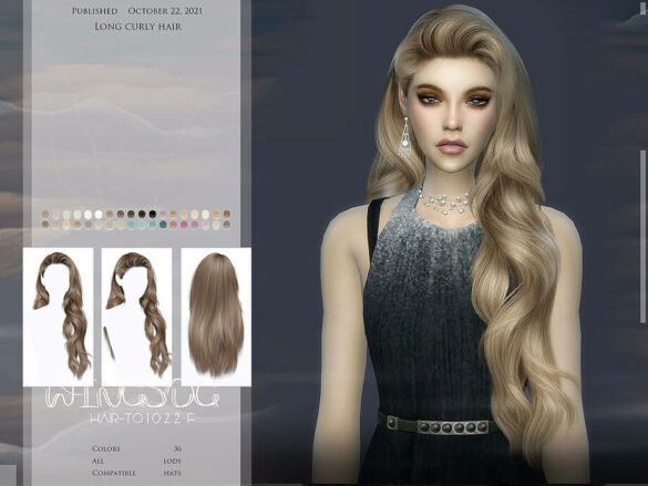 Sims 4 Long curly hair by wingssims from TSR