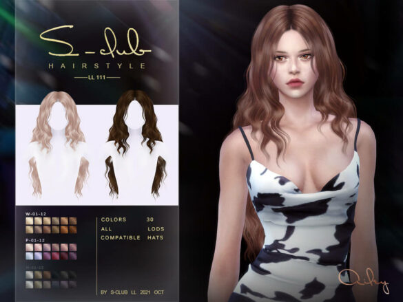 Sims 4 Long curly hairstyle(Ailey) by S-Club