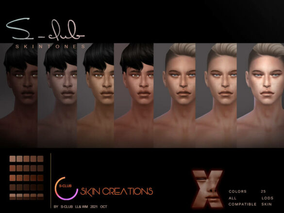 Sims 4 Male Natural Freckles skintones by S-Club