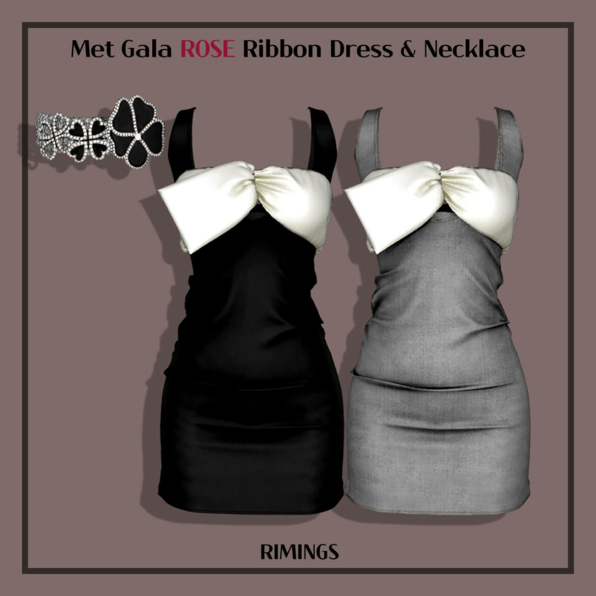 Sims 4 Met Gala ROSE Ribbon Dress