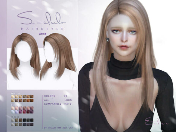 Sims 4 Mi-Long straight hairstyle(Esther)