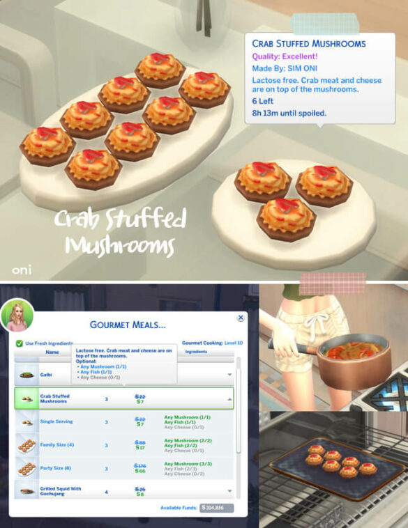 Sims 4 october 2021 recipecrab stuffed mushrooms