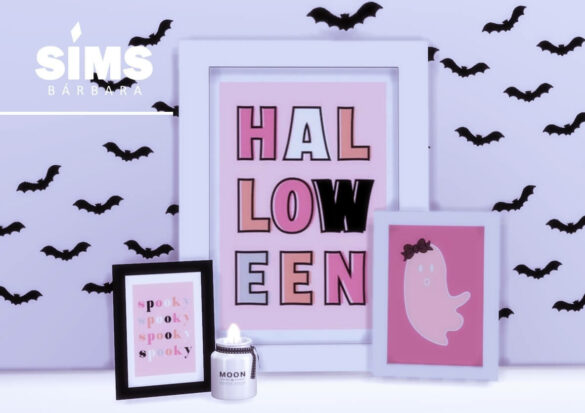 sims 4 pink girly halloween print frame wall