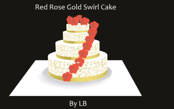 Sims 4 Red Rose Gold Swirl Cake by LB